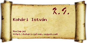 Kohári István névjegykártya